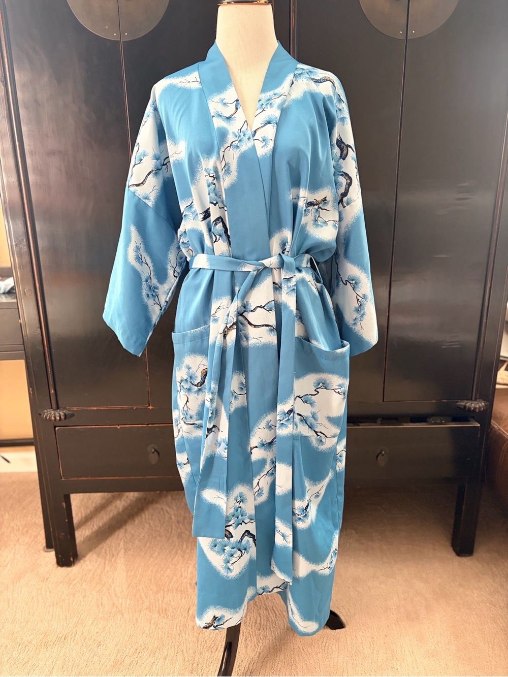 Tori Richard Floral Satin Robe with Belt